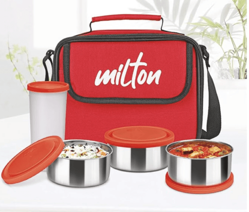 MILTON New Steel Combi Lunch Box, 3 Containers and 1 Tumbler with Jacket, Set of 4, Black | Food Grade | Light Weight | Dishwasher Safe | Easy to Carry | Leak Proof - Image 3